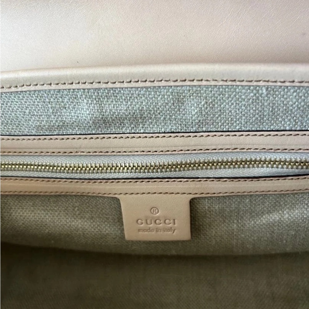 Gucci Floral Canvas and Beige Leather Satchel - Picture 14 of 16